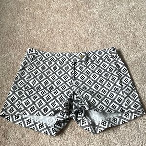 J Crew Black / White Patterned Chino Cotton Shorts 00 XS